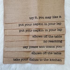 Burlap Phrases Placemats 8 piece